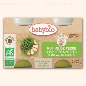 BABYBIO L&eacute;gumes - Petits pots Haricots verts / Pommes de terre d&egrave;s 4 mois 2x130g