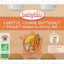 BABYBIO Repas du Midi - Petits pots carotte, courge butternut, poulet, riz d&egrave;s 6 mois 2x200g