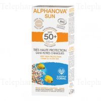 ALPHANOVA Sun Cr&egrave;me teint&eacute;e nude SPF 50+ peaux sensibles et r&eacute;actives visage tube 50g