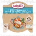 BABYBIO Repas du Midi - Petit plat carotte des landes, pommes de terre, cabillaud 260g d&egrave;s 15 mois
