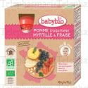 BABYBIO Fruits - Gourdes pomme, myrtille, fraise d&egrave;s 6 mois 4x90g