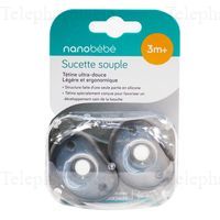 BEABA SUC FLEXY 3M+ GREY X2