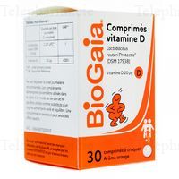 BIOGAIA Comprim&eacute;s vitamine D 30 comprim&eacute;s &agrave; croquer gout orange