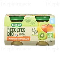 BLEDINA RECOL BIO POMMES BANANES KIWI 2X130g