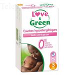Couches &eacute;cologiques hypoallerg&eacute;niques 0% - Taille 3 (de 4 &agrave; 9 kg) - Paquet de 52 couches