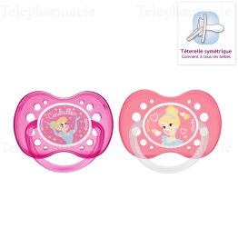 Sucettes anatomiques en silicone collection princesse cendrillon 18 mois et plus x2
