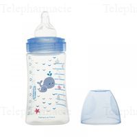 DODIE Biberon Sensation+ anti-colique t&eacute;tine plate 270ml Bleu