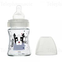 DODIE Biberon Sensation+ en verre anti-colique t&eacute;tine plate 150ml Londres