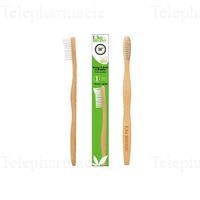 EKO BAMBOO Brosse &agrave; dents adulte en bambou poils souples blanche