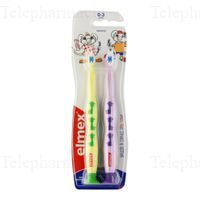 ELMEX Brosse &agrave; dents souple d&eacute;butants 0 &agrave; 3 ans Lot de 2