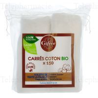 GIFRER Carr&eacute;s coton bio 9 x 9 cm paquet 150