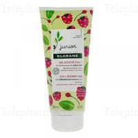 KLORANE Petit Junior gel douche corps et cheveux parfum framboise Tube de 200 ml