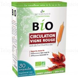 LES 3 CH&Ecirc;NES Bio circulation vigne rouge 30 ampoules