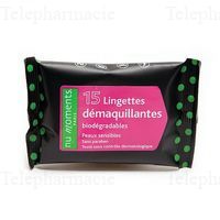 NU MOMENTS Lingettes Pocket d&eacute;maquillantes bio
