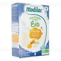 MODILAC Mes c&eacute;r&eacute;ales Bio du soir Carottes d&egrave;s 4 mois 250g
