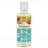 NATESSANCE Huile de ricin bio fortifiante et r&eacute;g&eacute;n&eacute;rante cheveux et ongles flacon 100ml