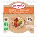 BABYBIO Repas du Midi - Petit plat L&eacute;gumes &agrave; la Basquaise, poulet fermier du Poitou 260g d&egrave;s 15 mois