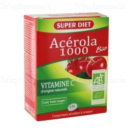 SUPER DIET Ac&eacute;rola 1000 vitamine C bio 24 comprim&eacute;s