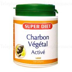 SUPERDIET Charbon V&eacute;g&eacute;tal activ&eacute; flacon 150 g&eacute;lules