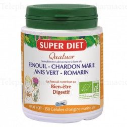 SUPERDIET Quatuor digestion bio flacon 150 g&eacute;lules