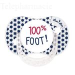 Sucette Silicone Sym&eacute;trique Foot Allez les Champions +18m