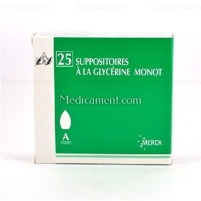 MERCK Suppositoires &agrave; la glyc&eacute;rine monot adultes Sac de 25 suppositoires
