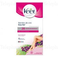 VEET Bandes cire froide corps peaux normales x 40 + 4 lingettes