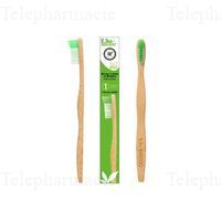 EKO BAMBOO Brosse &agrave; dents adulte en bambou poils souples jaune et verte